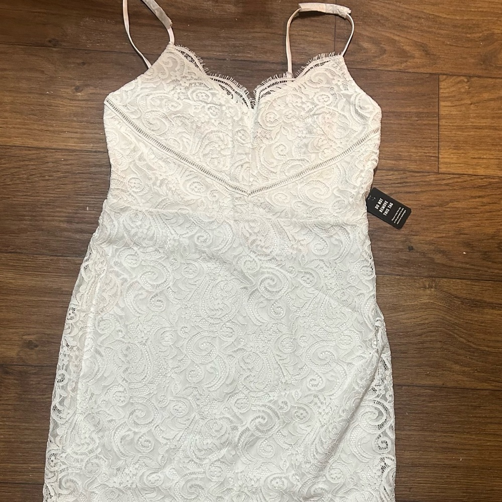 Express Strapless White Lace Dress